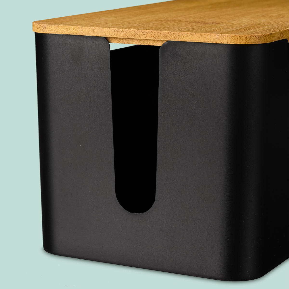 KABELBOX - Schwarz, Holz/Kunststoff (14/31/13cm) - Relaxdays
