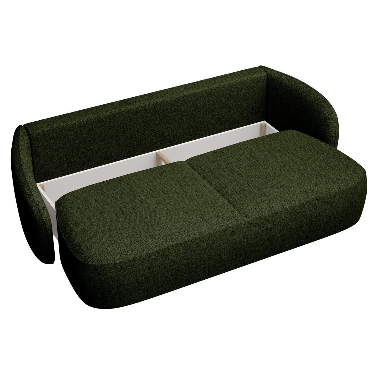 3-SITZER-SOFA Savoy Olivgrün mit Schlaffunktion - Schwarz/Olivgrün, Kunststoff/Textil (254/96/105cm) - Selsey