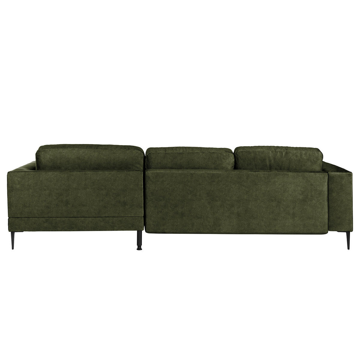 ECKSOFA mit Longchair - Dunkelgrün/Schwarz, Textil/Metall (275/168cm) - home24