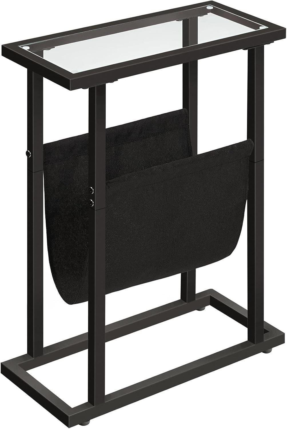BEISTELLTISCH Schwarz aus gehärtetem Glas Zeitschriftenhalter - Schwarz, Holzwerkstoff (40/18/55cm) - Hoobro