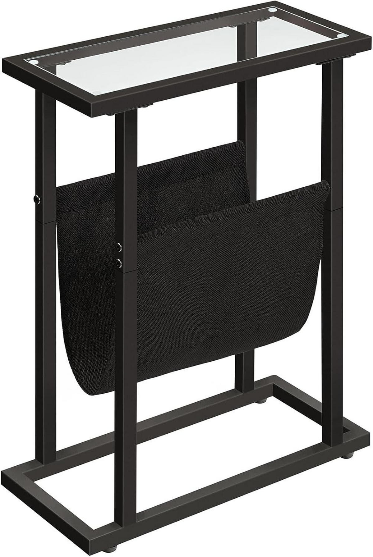 BEISTELLTISCH Schwarz aus gehärtetem Glas Zeitschriftenhalter - Schwarz, Holzwerkstoff (40/18/55cm) - Hoobro