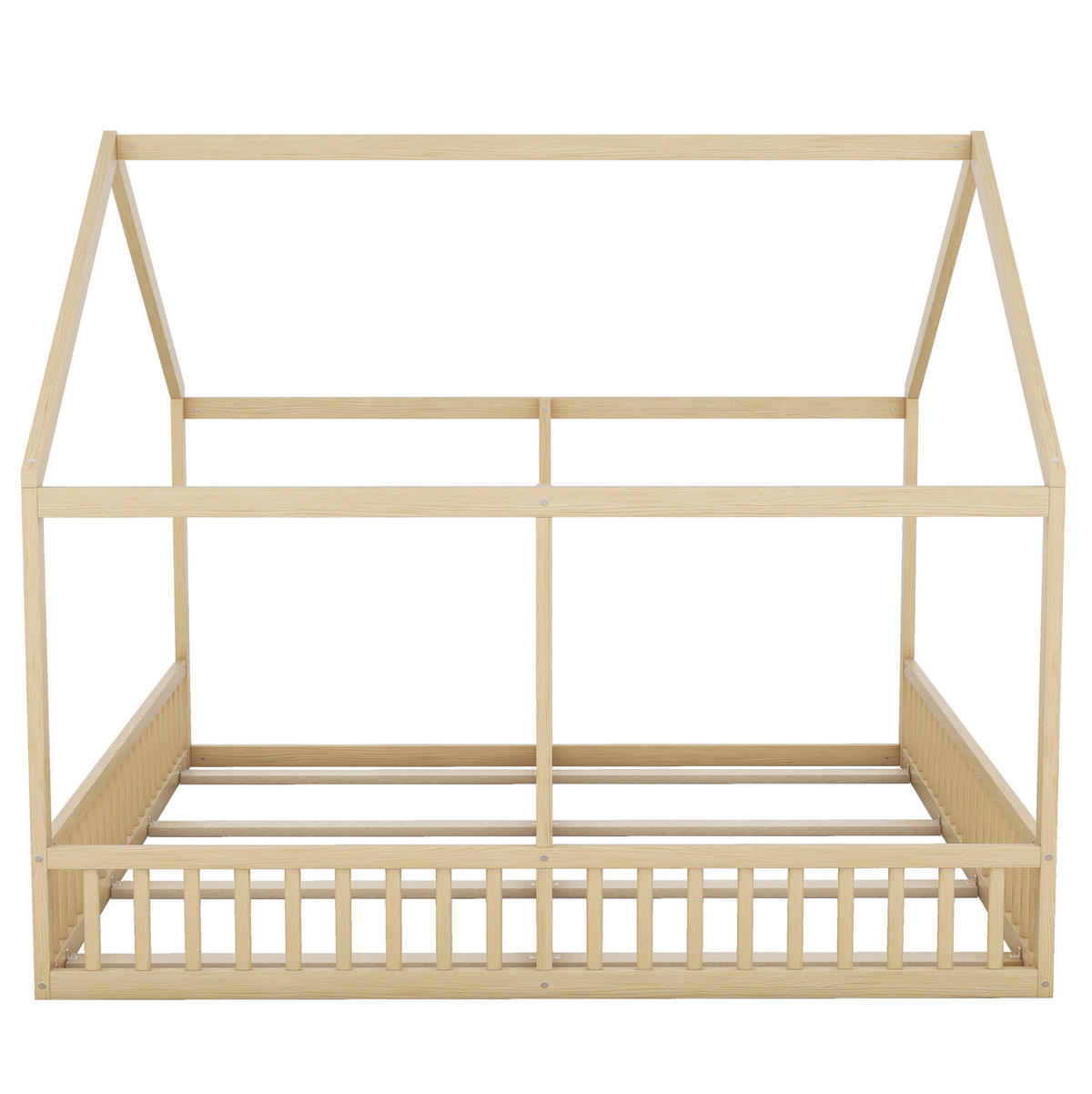 BETT 90/200 cm Natur aus Kiefernholz und MDF mit Mittelgeländer - Naturfarben, Holz (90/200cm) - OKMYHOME