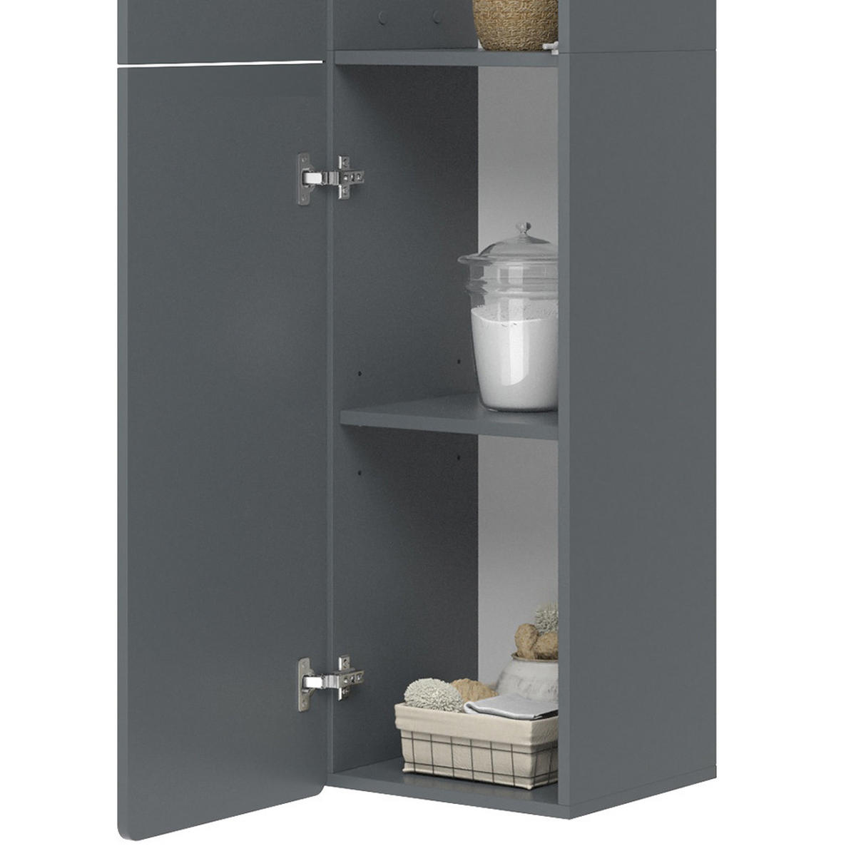 BADSCHRANK Izan Grau 36.6 x 171.6 cm - Grau, Holzwerkstoff (36.6/171.6/33.2cm) - Vicco
