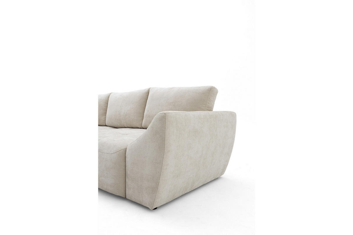 ECKSOFA NICE L Links mit Schlaffunktion 137x204 Chenille Beige - Beige/Schwarz, Holz/Textil (260/165cm) - Muffo