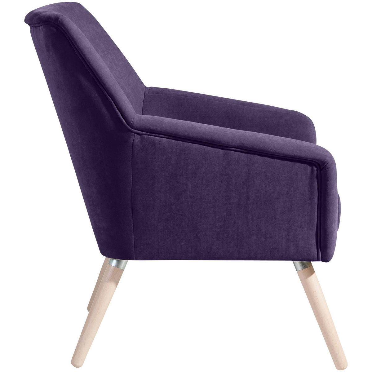 SESSEL Kachka Bezug Veloursstoff Buche natur / violett - Lila, Kunststoff (71/81/67cm) - 58aufmkessel