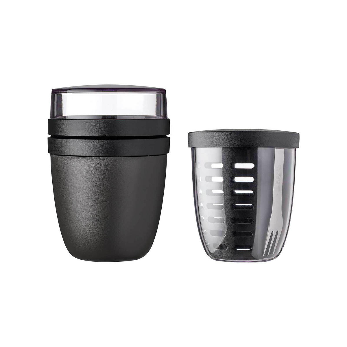 LUNCHPOT MIT FRUITPOT Ellipse Nordic Black 2er Set - Schwarz, Kunststoff (1/1/1cm) - Mepal