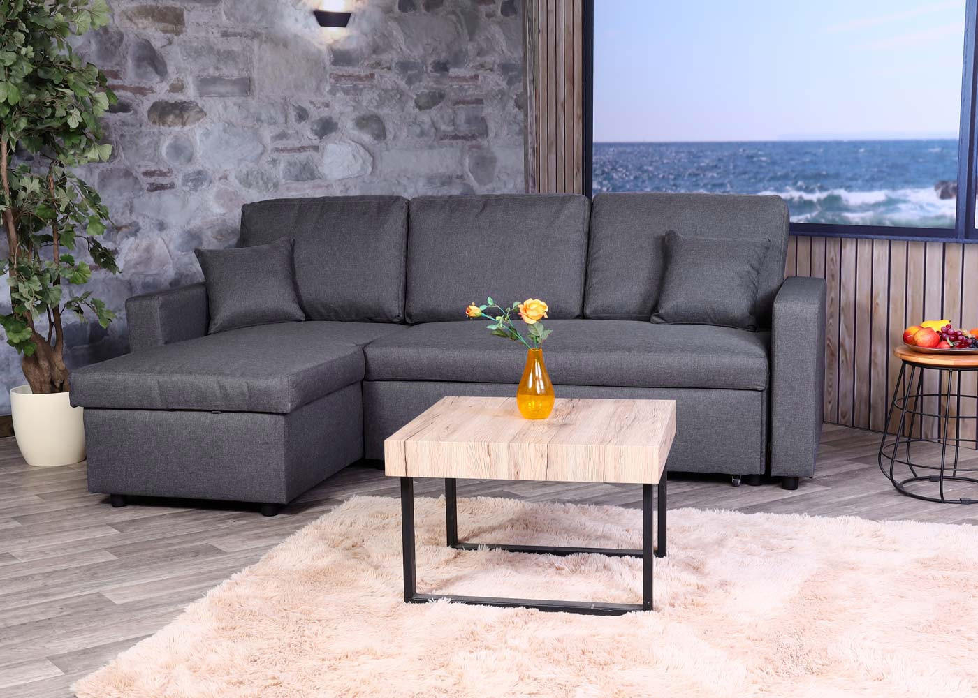 ECKSOFA MIT BETTKASTEN Grau - Grau, Textil (228/151cm) - MCW