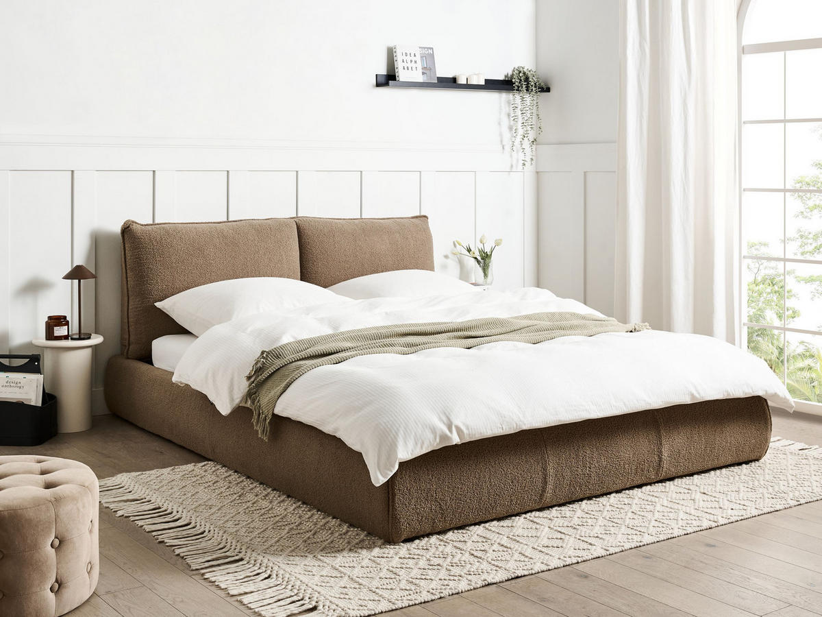 POLSTERBETT mit Lattenrost 160x200 cm Beige Vinay - Taupe, Textil (160/200cm) - Beliani