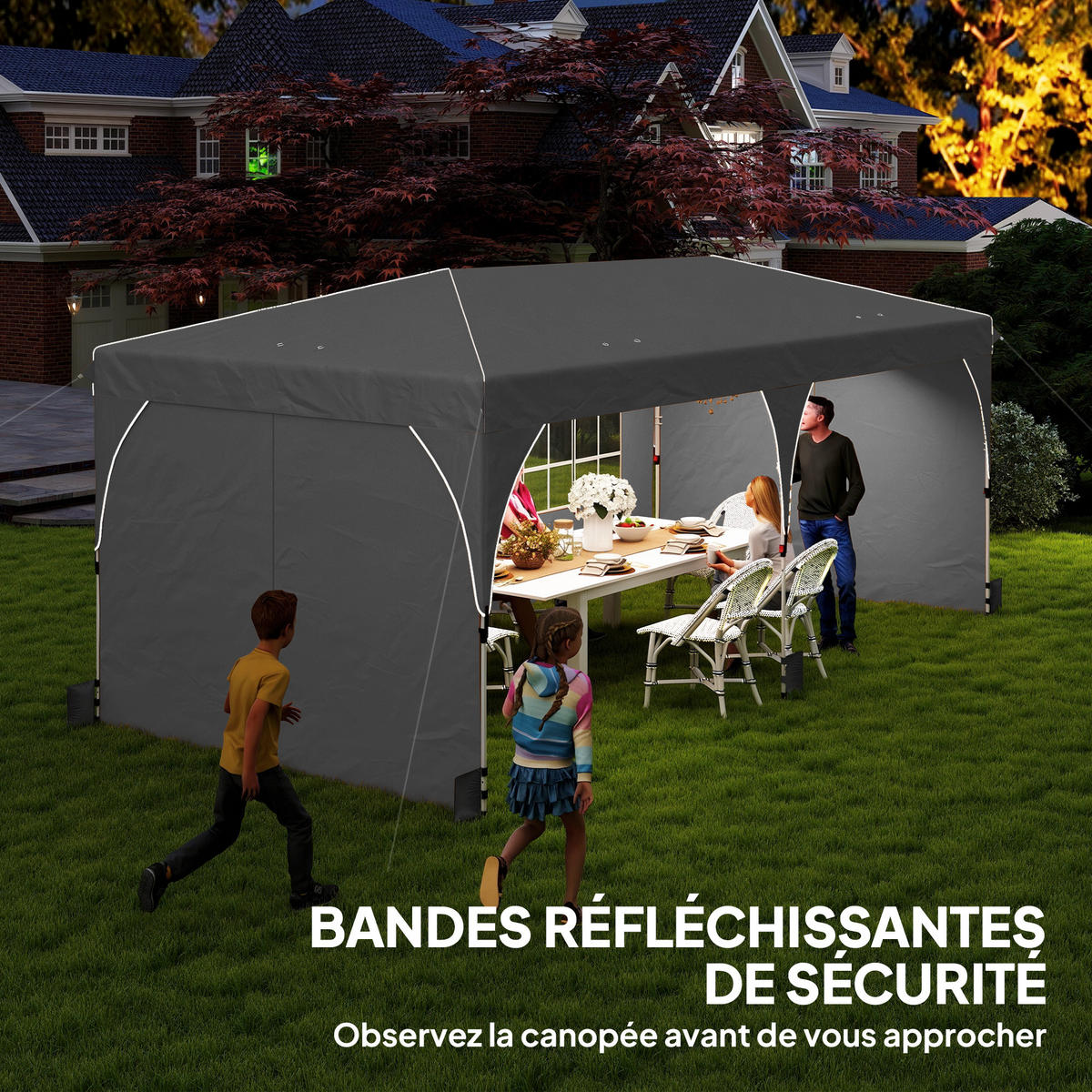 PAVILLON DE-14055 Pop-up 3/6 m, höhenverstellbar, UV50+ Grau - Hellgrau, Textil (300/275/595cm) - ComfortXL