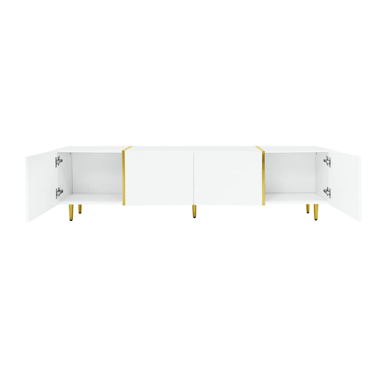 LOWBOARD 170/35/46 cm aus MDF mit Hochglanzfronten und 4 Türen Weiß - Weiß, Holzwerkstoff (170/46/35cm) - Modenvie