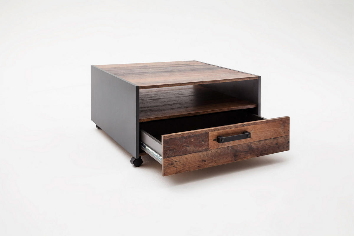 COUCHTISCH 1 Schublade, 1 offenes Fach Old Wood Dekor - Eiche Wotan, Holzwerkstoff (70/70/40cm) - ebuy24