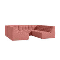 ROHOVÁ SEDAČKA modulární Corner ve tvaru U, plyšová tkanina Pop, Růžová, LAZY U CORNER - růžová, dřevo (266/76/253cm) - Kaiser Möbel
