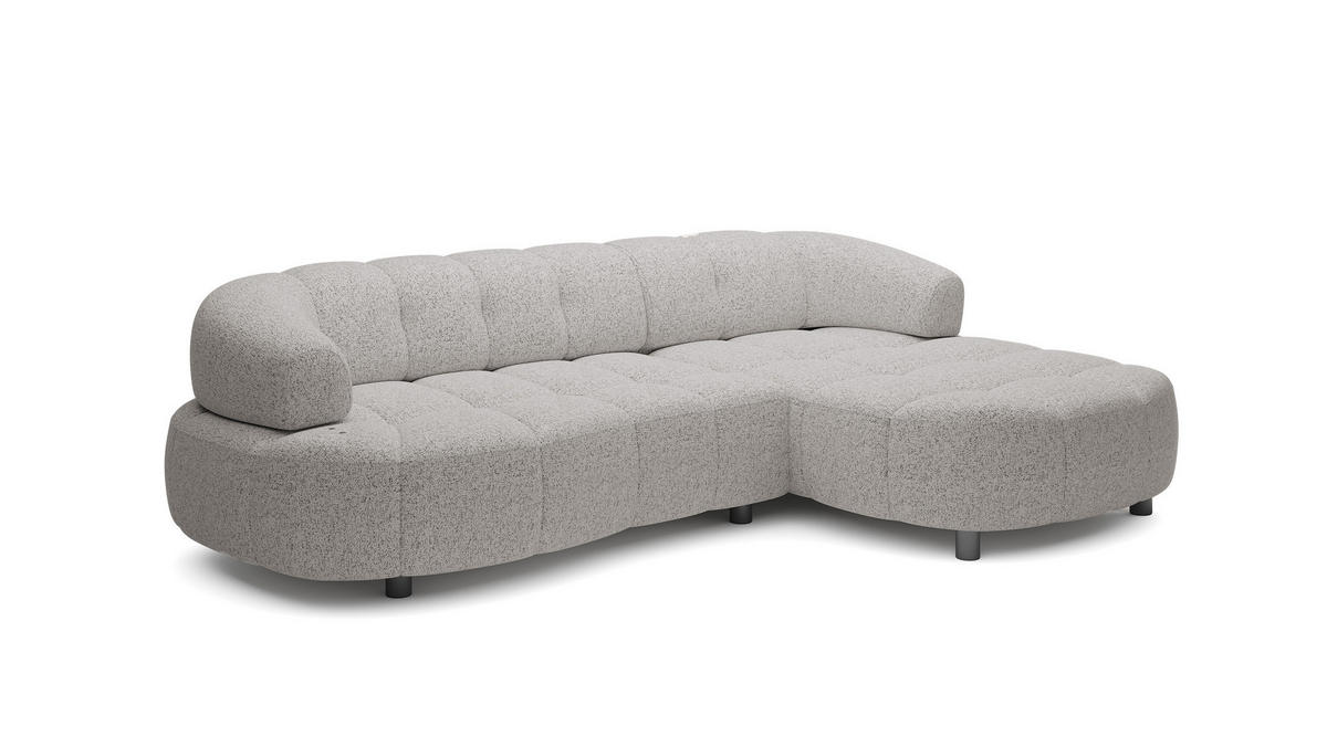 ECKSOFA Wesper S – Eckcouch mit Elektrischer Sitzverstellung, L-förmig, Freistehend, Relaxfunktion, 183x284x79 cm – Rechte, Hellgrau - Hellgrau, Holz/Textil (284/113cm) - DomoHome