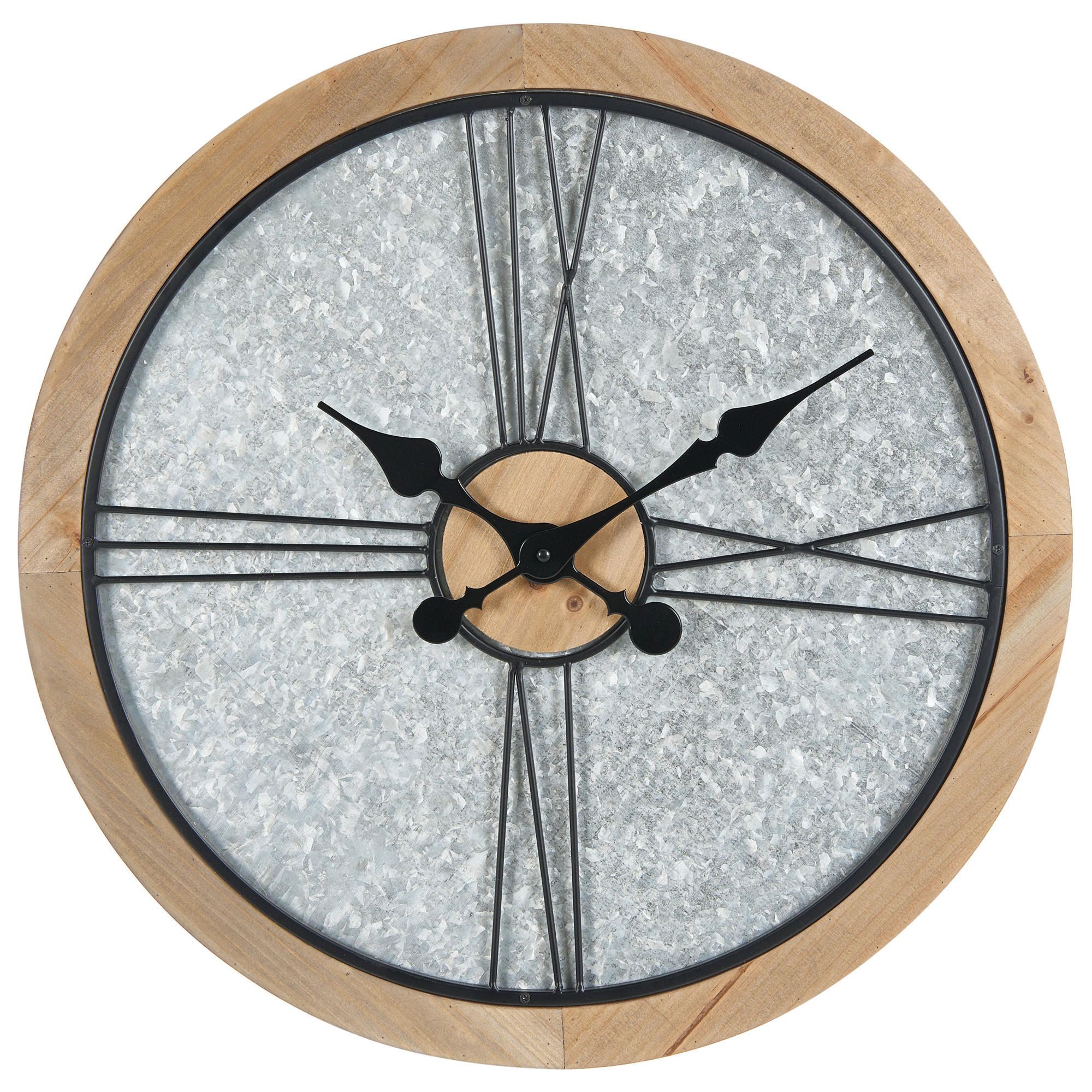 WANDUHR Silber/Braun Acacio - Silberfarben/Schwarz, Holzwerkstoff (57/57/3cm) - Beliani