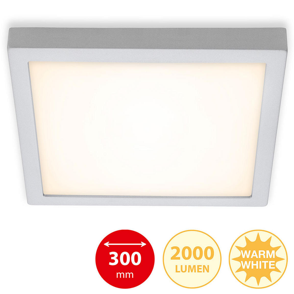 LED PANEL Deckenleuchte Silber Chrom - Silberfarben, Metall (30/30/3.2cm) - Briloner