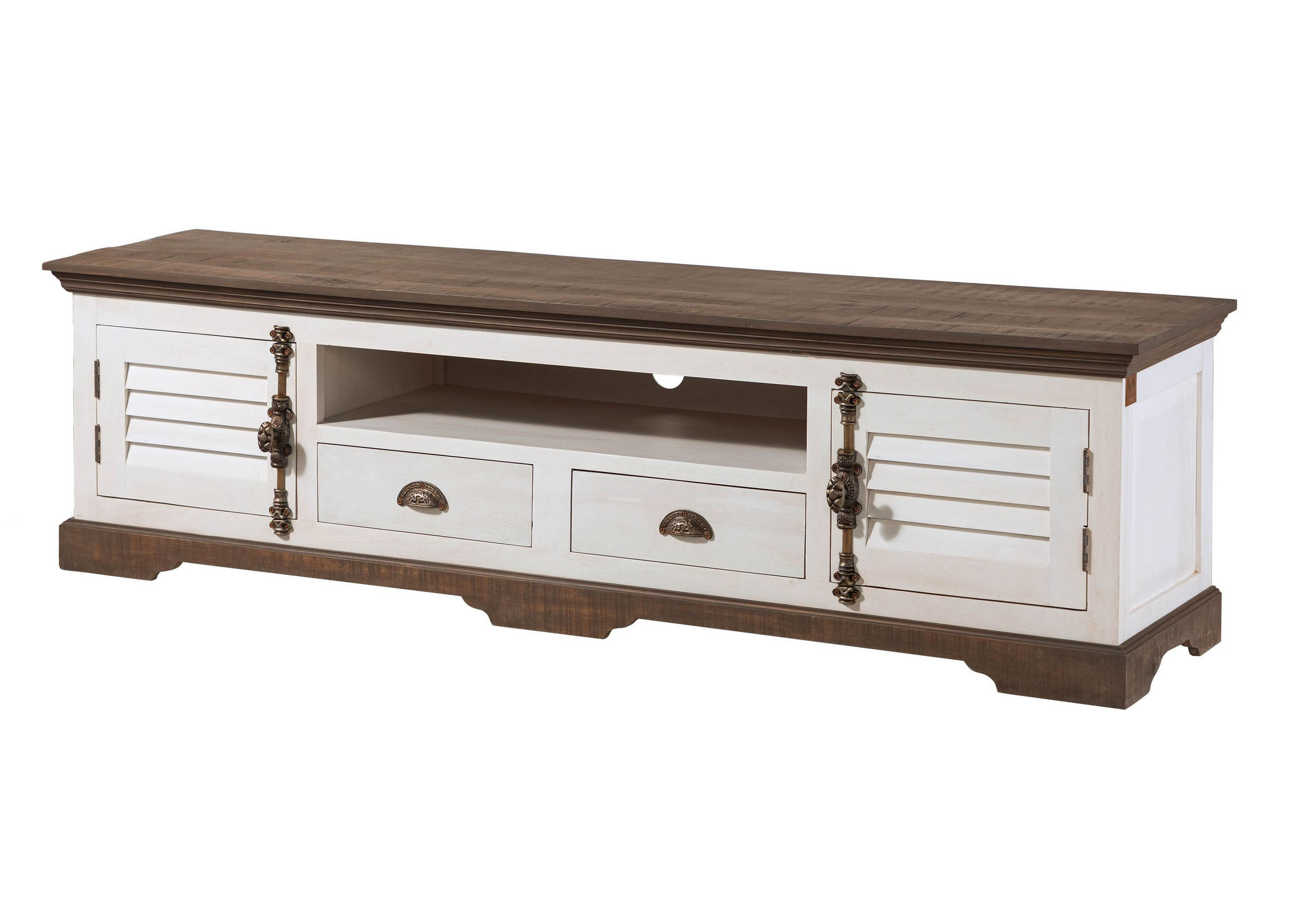 TV-BOARD Mango 200x45x55 weiß lackiert TOULOUSE #110 - Weiß, Holz (200/55/45cm) - Massivmoebel24