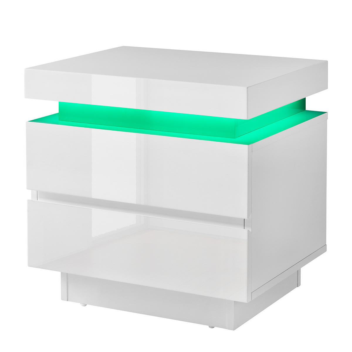 NACHTKOMMODE mit Beleuchtung - Hochglanz Weiß - Weiß Hochglanz, Holzwerkstoff (50/49/40cm) - home24