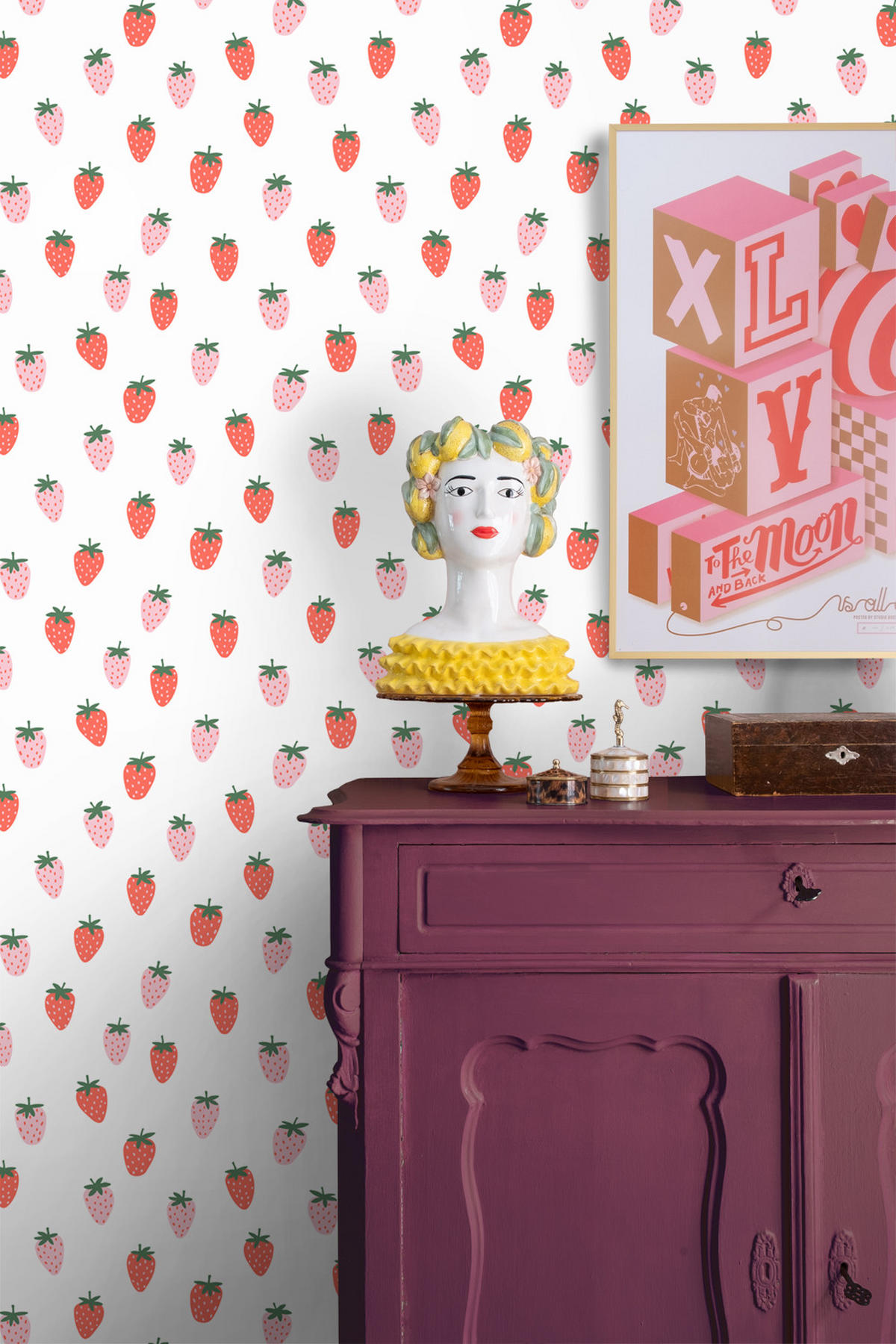 TAPETE Erdbeeren 50 x 900 cm - Weiß, Papier (50/0.1cm) - ESTAhome