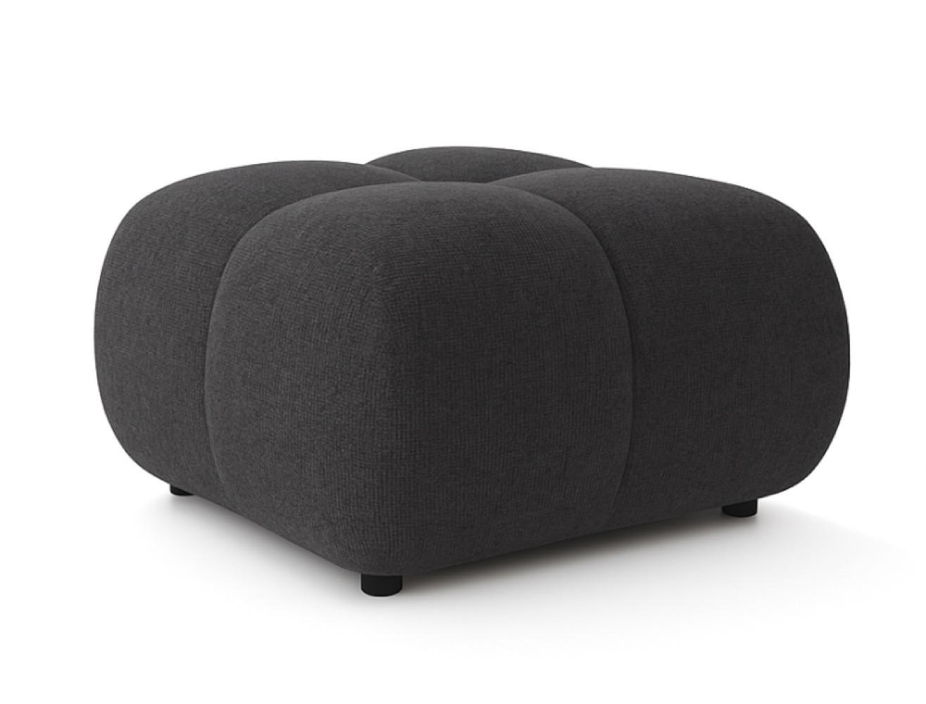POUF Grafit Mila Mit Steppungen Auf Schwarzen Niedrigen Beinen - Graphitfarben, Textil (72/43.5/72cm) - Sepro Meble
