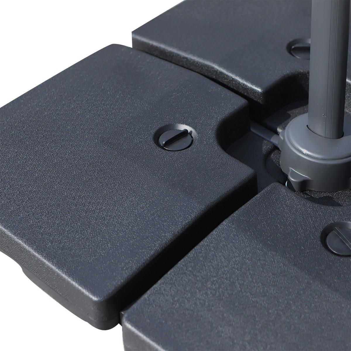 SCHIRMPLATTEN Schwarz 4er-Set 51/51/12 cm - Schwarz, Kunststoff (51/51cm) - PANGIVO