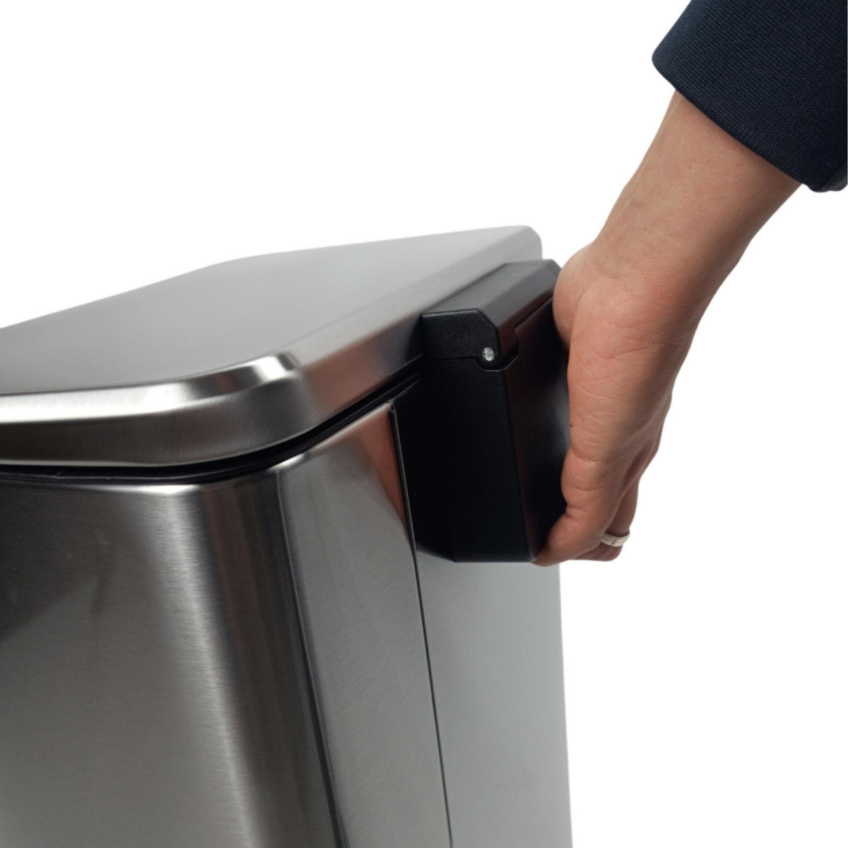 ABFALLEIMER Edelstahl, 35L, 1-Kammer, mit Fußpedal - Silberfarben/Schwarz, Metall (34/61/24cm) - Begryf