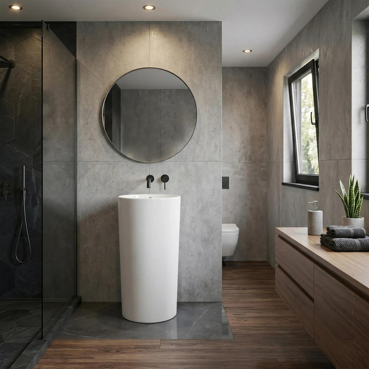 STANDWASCHBECKEN Estera Rea - Weiß, Keramik (46/85/46cm) - REA