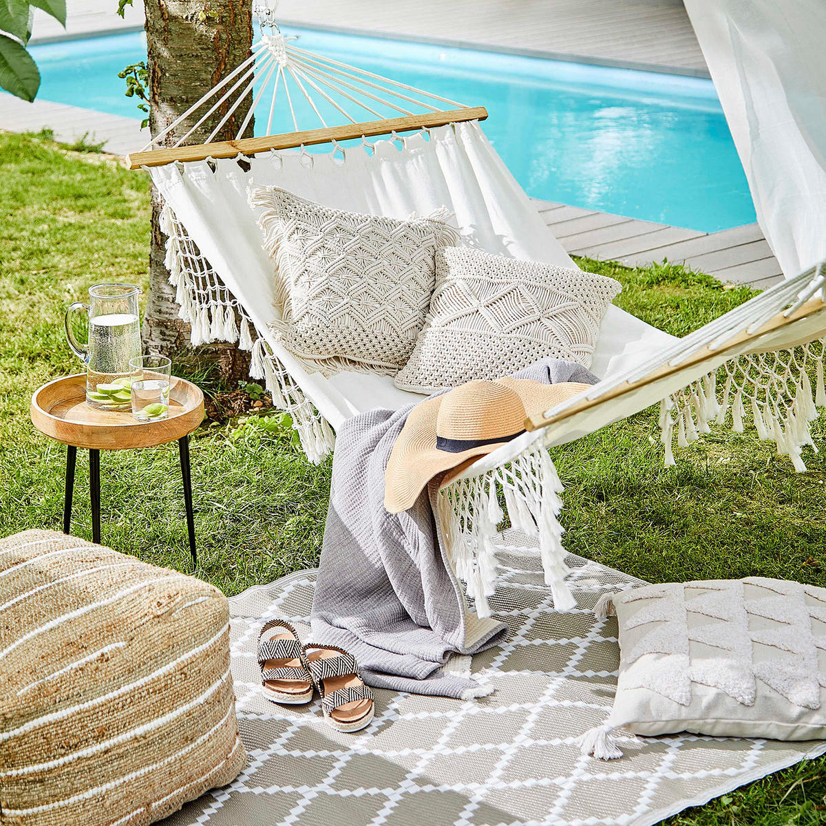 KISSEN Macramè - Weiß, Textil (45/1cm) - BUTLERS