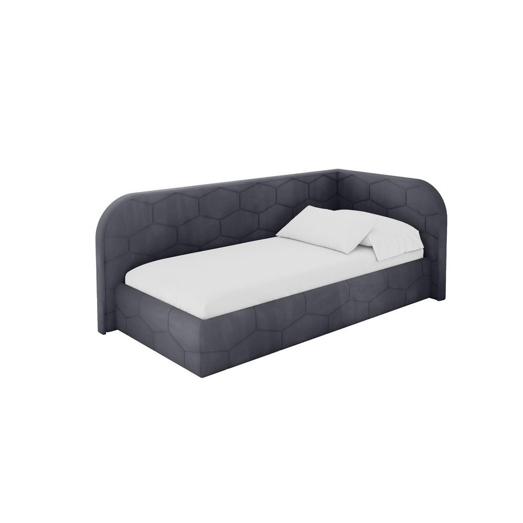 ALTDECOR JEDNOLŮŽKOVÁ POSTEL pro mládež s úložným prostorem, vlevo - JAXY 90x200 tmavě šedá