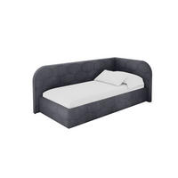 EINZELLBETT Jugendbett mit Bettkasten und Matratze H3/H4, Links - JAXY 90x200 Dunkelgrau - Dunkelgrau, Holzwerkstoff/Textil (90/200cm) - ALTDECOR