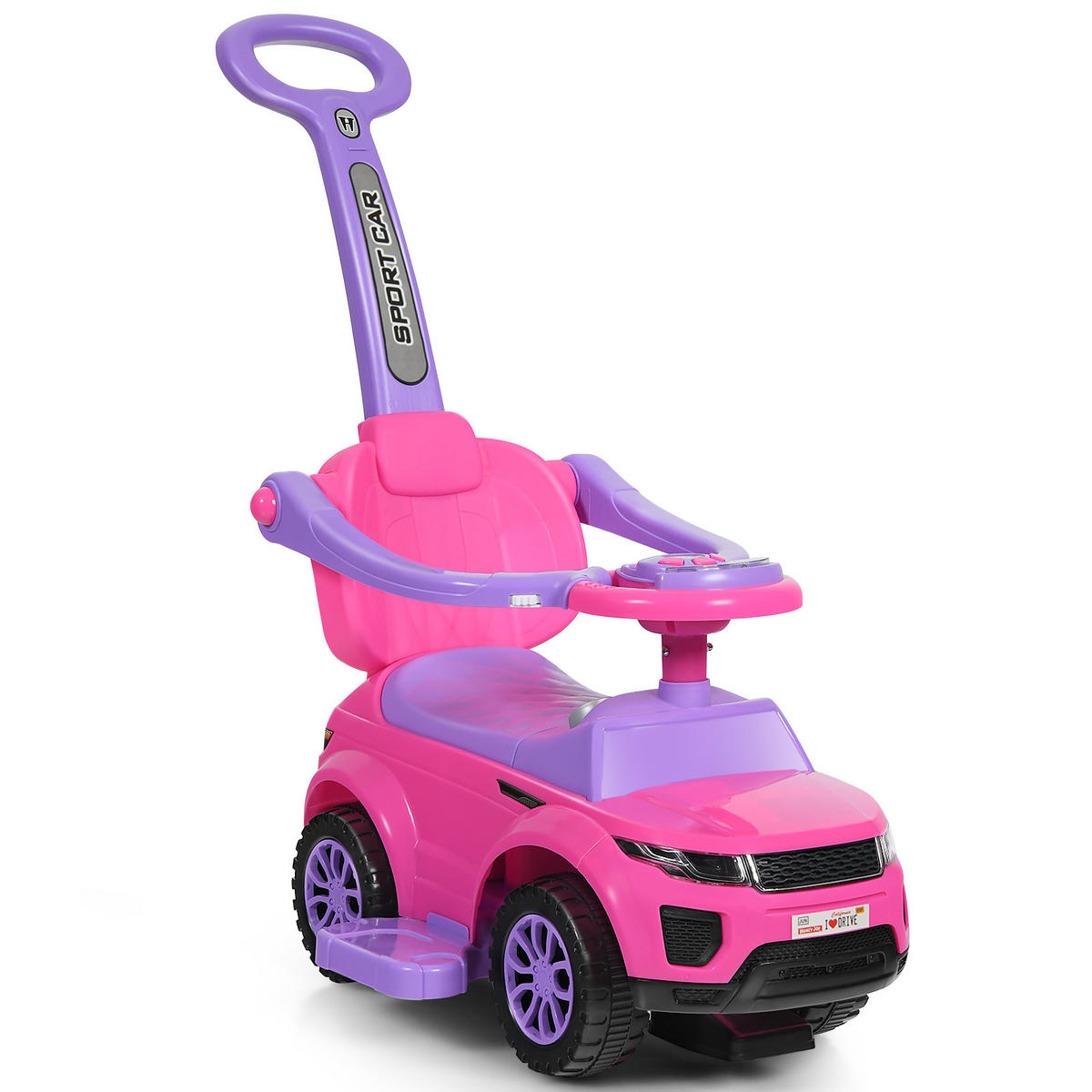 SCHIEBEWAGEN Rosa - Pink, Kunststoff (43/84/89cm) - COSTWAY