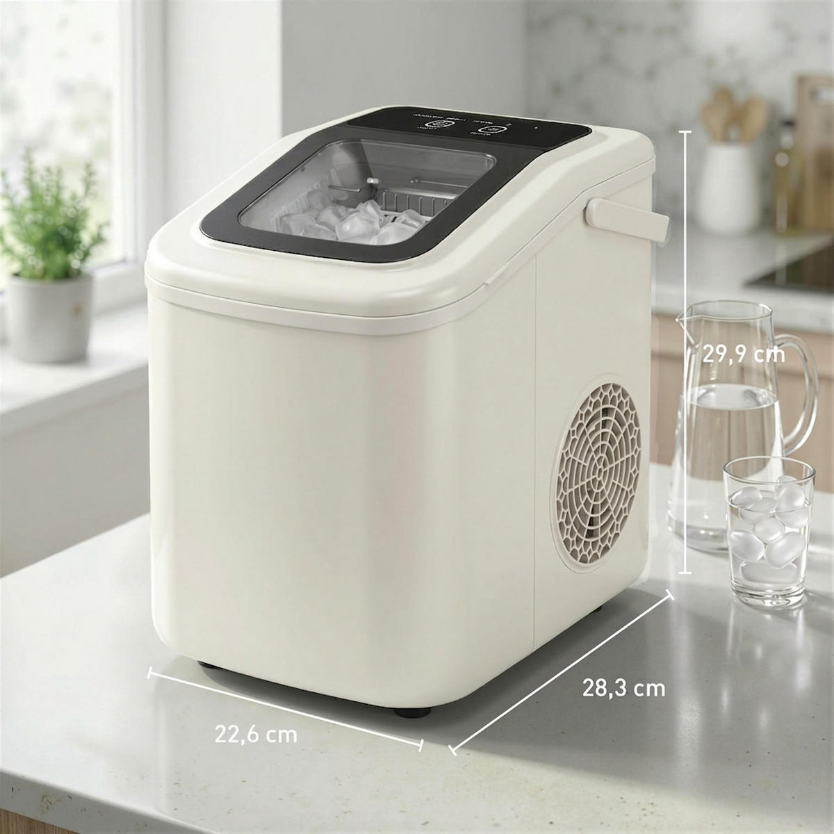EISWÜRFELMASCHINE 12kg/24h, 1,2 L Wassertank Kältemittel R600a - Beige, Kunststoff (22.6/29.9/28.3cm)