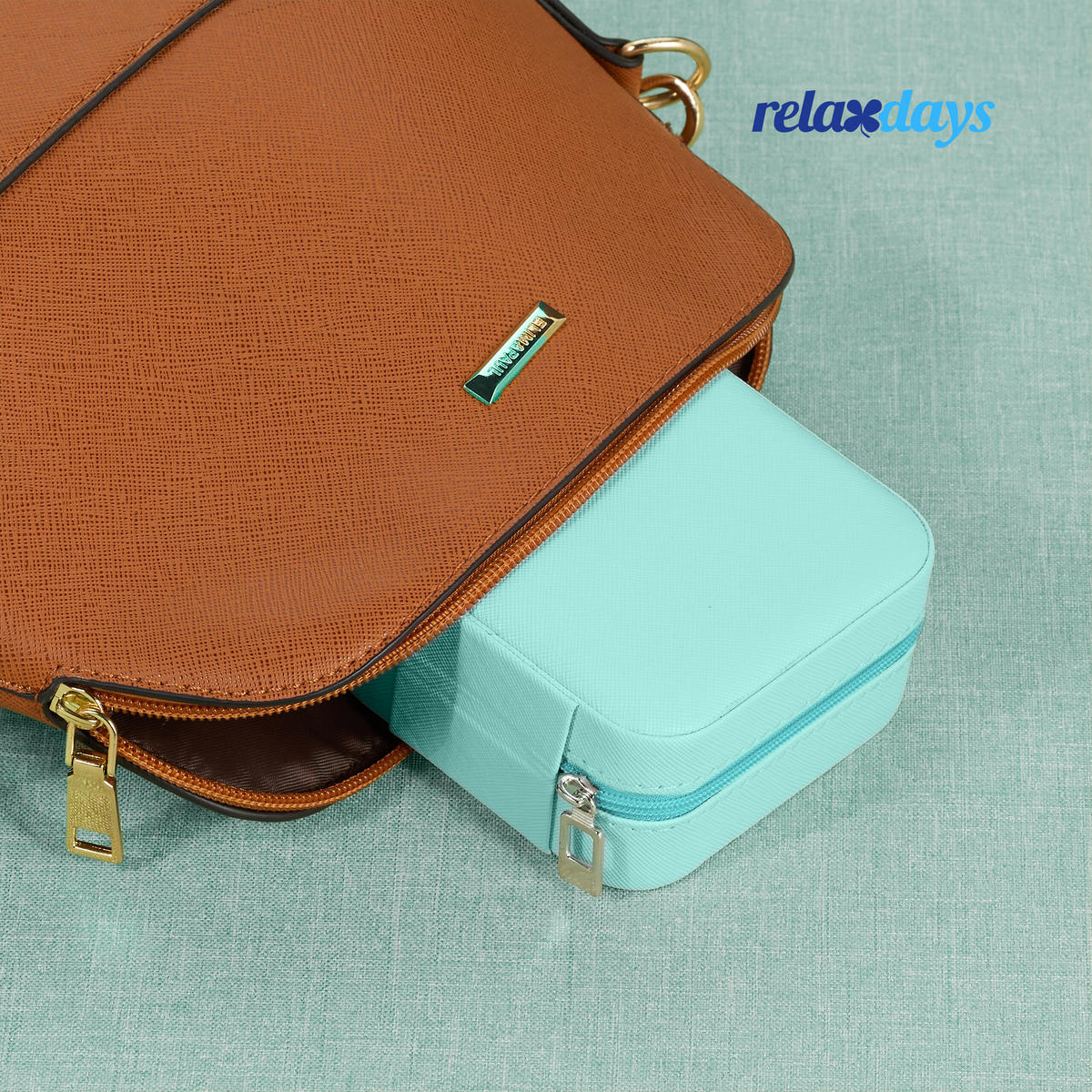 SCHMUCKKÄSTCHEN - Türkis, Holzwerkstoff/Kunststoff (10/5/10cm) - Relaxdays