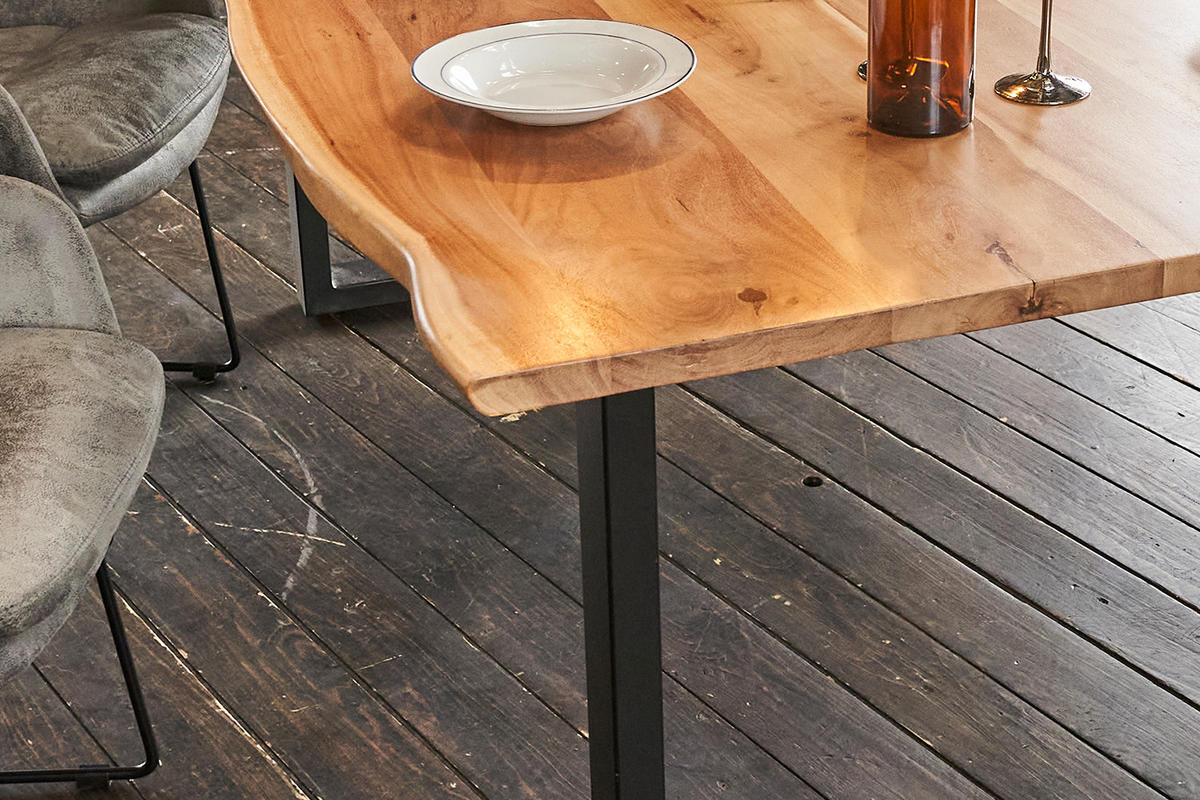 ESSTISCH TOPS&TABLES - Beige/Schwarz, Holz/Metall (85/160/77cm) - SAM