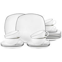 TEESERVICE Lido Black Line weiß 18er Set - Weiß, Keramik (1/1/1cm) - Seltmann Weiden
