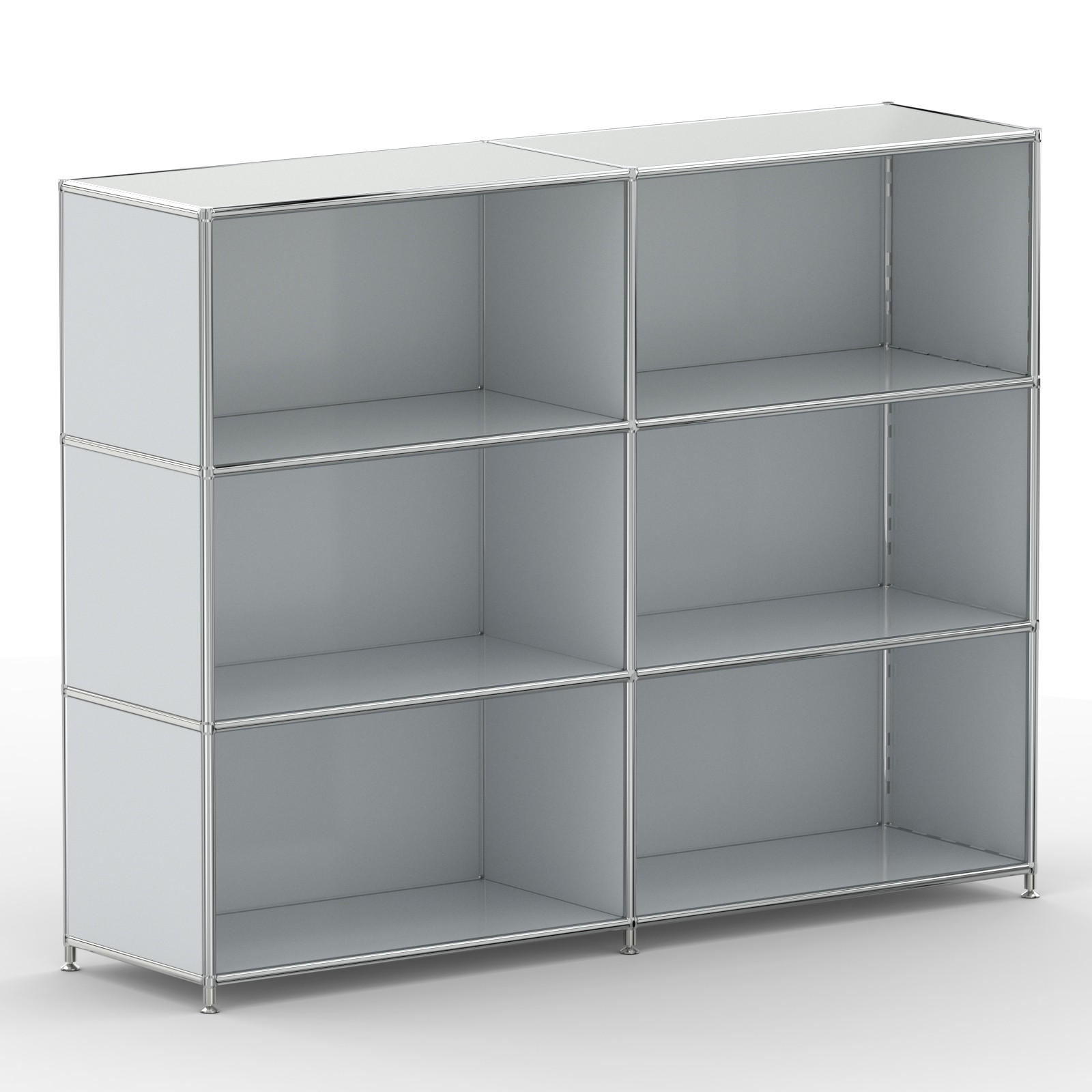 AKTENSCHRANK Büro, 6 offene Fächer, Breite 152 cm, Lichtgrau - Chromfarben/Hellgrau, Metall (40/118/152.2cm) - Versee