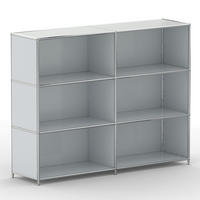 AKTENSCHRANK Büro, 6 offene Fächer, Breite 152 cm, Lichtgrau - Chromfarben/Hellgrau, Metall (40/118/152.2cm) - Versee