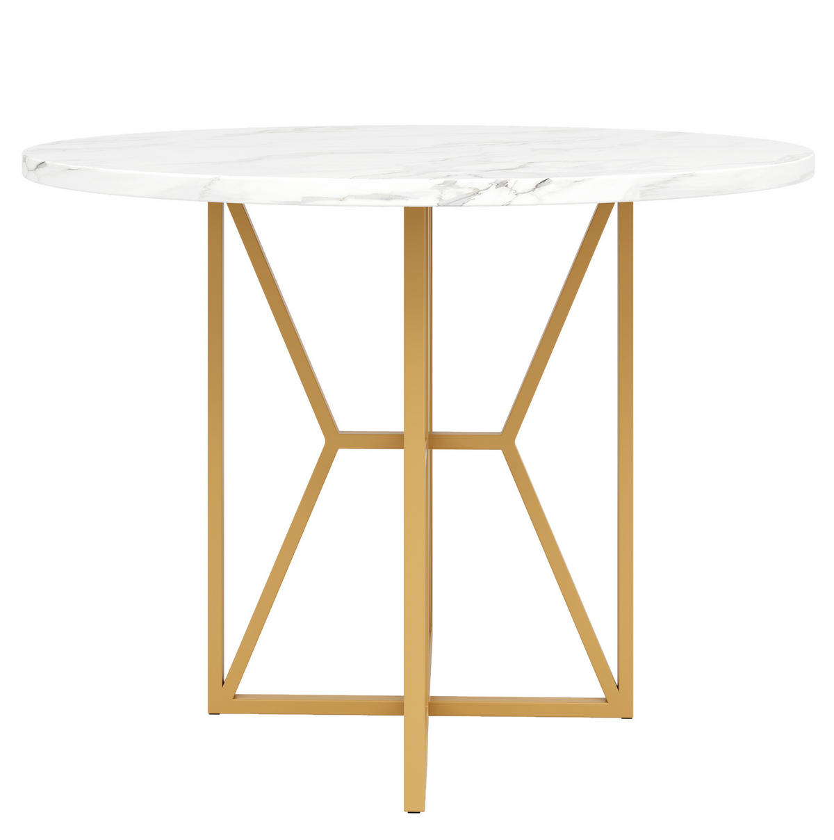 JEDÁLENSKÝ stôl, 80/80/76 cm, MDF/kov, zlatý, okrúhly - biela, kompozitné drevo (80/80/76cm) - BEAOK