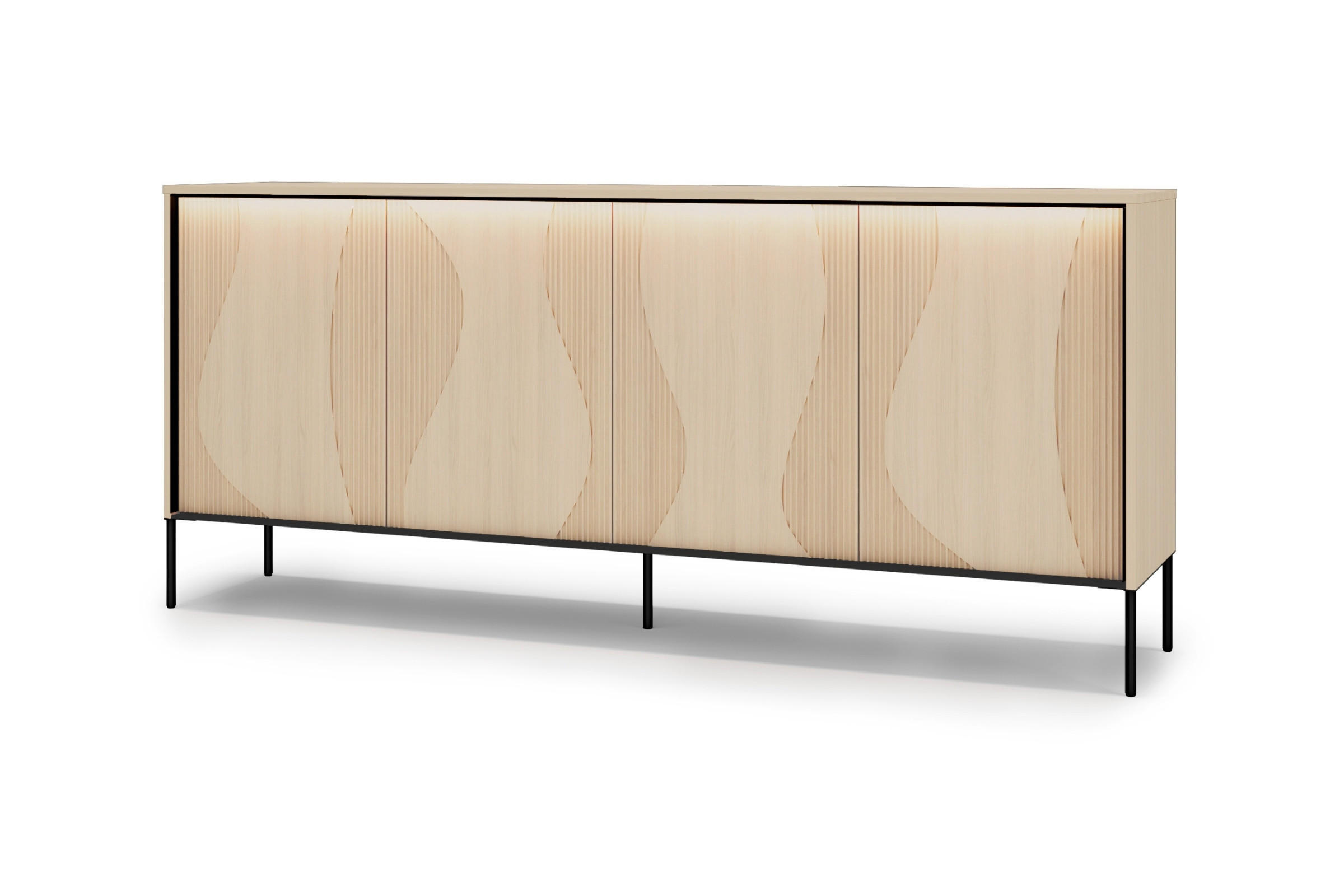 KOMMODE FAVOS 04 167/85/40 cm in Eiche Vincenza hell und Schwarz mit LED - Eichefarben/Schwarz, Holzwerkstoff (193/85/40cm) - Deine Möbel 24