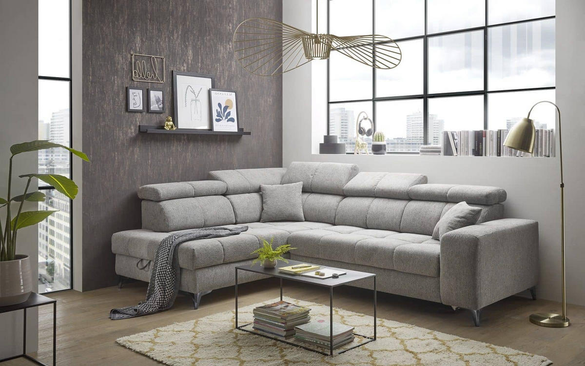 ECKSOFA mit elektrischer Wallaway-Funktion und vielseitigen Anpassungsmöglichkeiten - Taupe, Textil (282/198cm) - ed exciting design