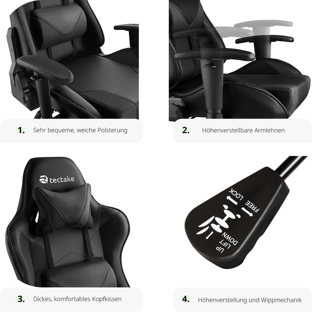 RACING-GAMINGSTUHL Twink,Belastbarkeit 120 kg,schwarz - Schwarz, Textil (68/125/69cm) - tectake