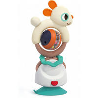 BABYRASSEL 2 in 1 beige Saugnapf, Greifling, abnehmbar, ab 6 Monate, drehbare Elemente - Beige, Kunststoff (5/19/10cm) - Moni