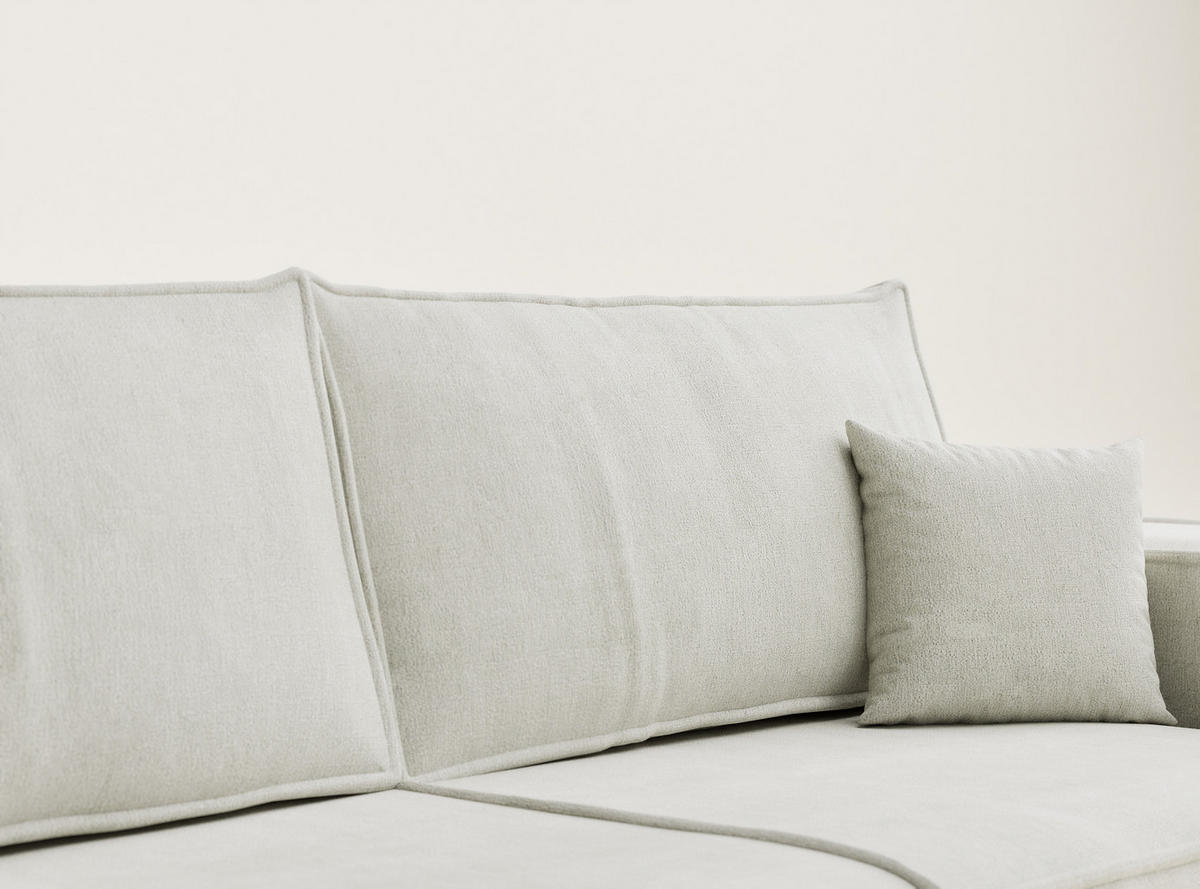 SOFA MIT SCHLAFFUNKTION Milos Creme Webstoff - Creme/Schwarz, Holz/Holzwerkstoff (255/70/105cm) - Maison de Reve