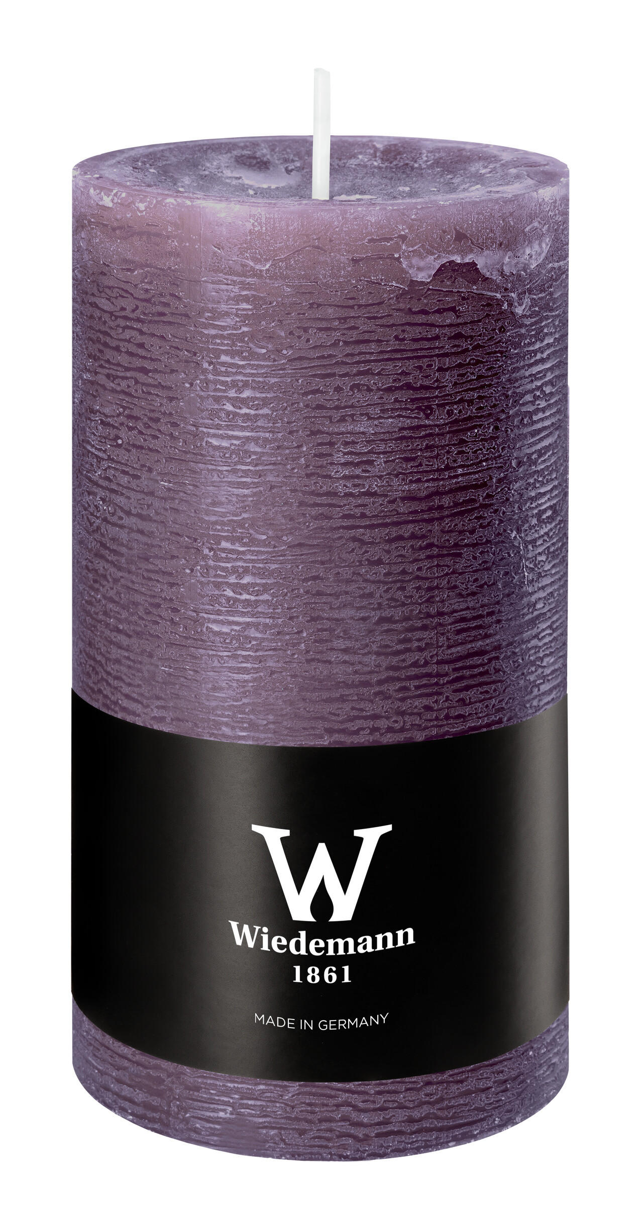 STUMPENKERZE Rustik Marble Style Mauve Lila 130 x Ø 68 mm, 1 Stück - Mauve, Paraffin (7/13cm) - Wiedemann Kerzen