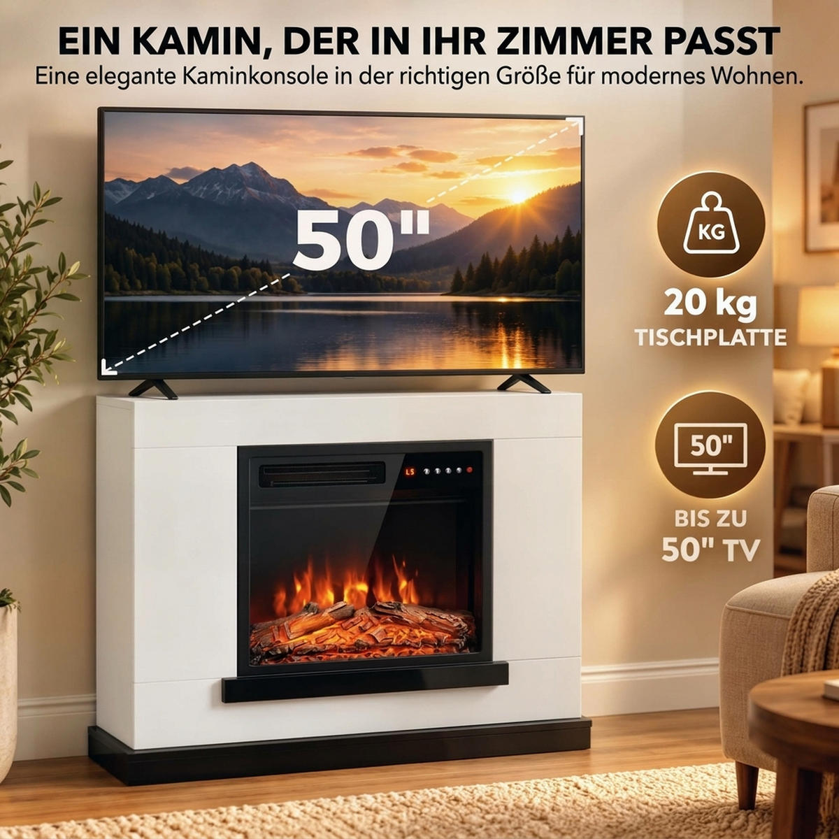 ELEKTROKAMIN Spanplatte Stahl Weiß - Schwarz/Weiß, Holzwerkstoff (23/78.5/80cm) - HOMCOM