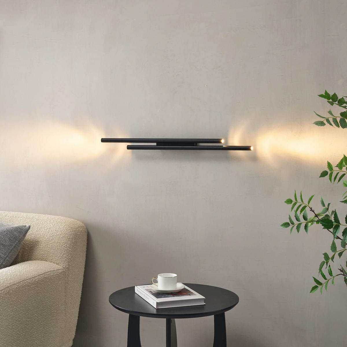 WANDLEUCHTE Gali, Schwarz, 70cm - Schwarz, Metall (6/70/5cm) - KOSILUM