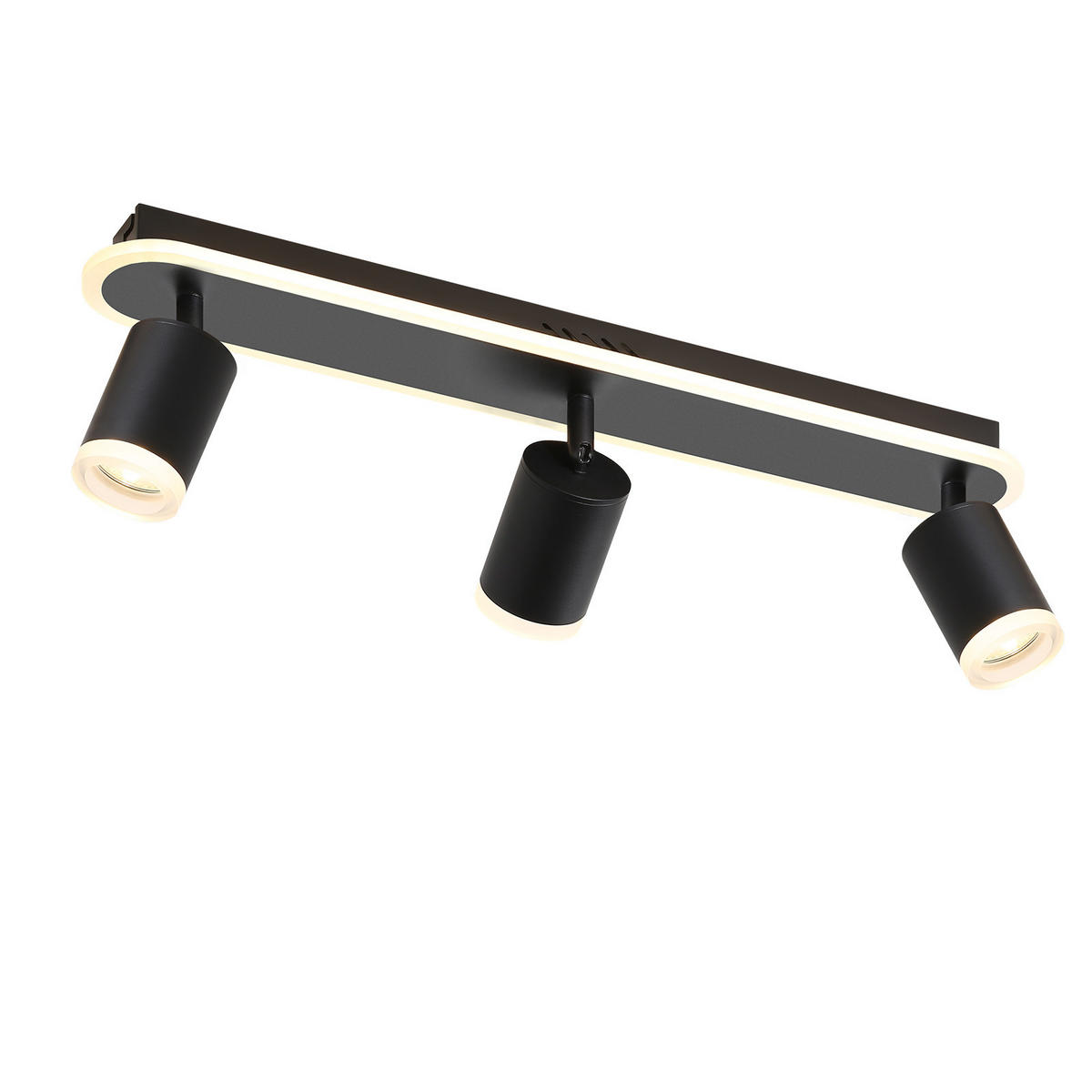 LED-DECKENLEUCHTE Lichtelf 3-flammig 48/6/9 cm - Schwarz, Kunststoff (48/6/9cm) - Nettlife