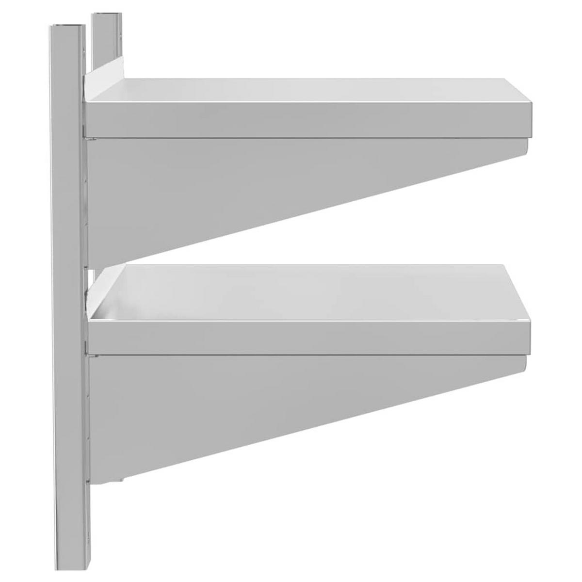 WANDREGAL Mit 2 Böden 50/40/48 Cm Silbern Edelstahl - Silberfarben, Metall (40/48/50cm) - vidaXL