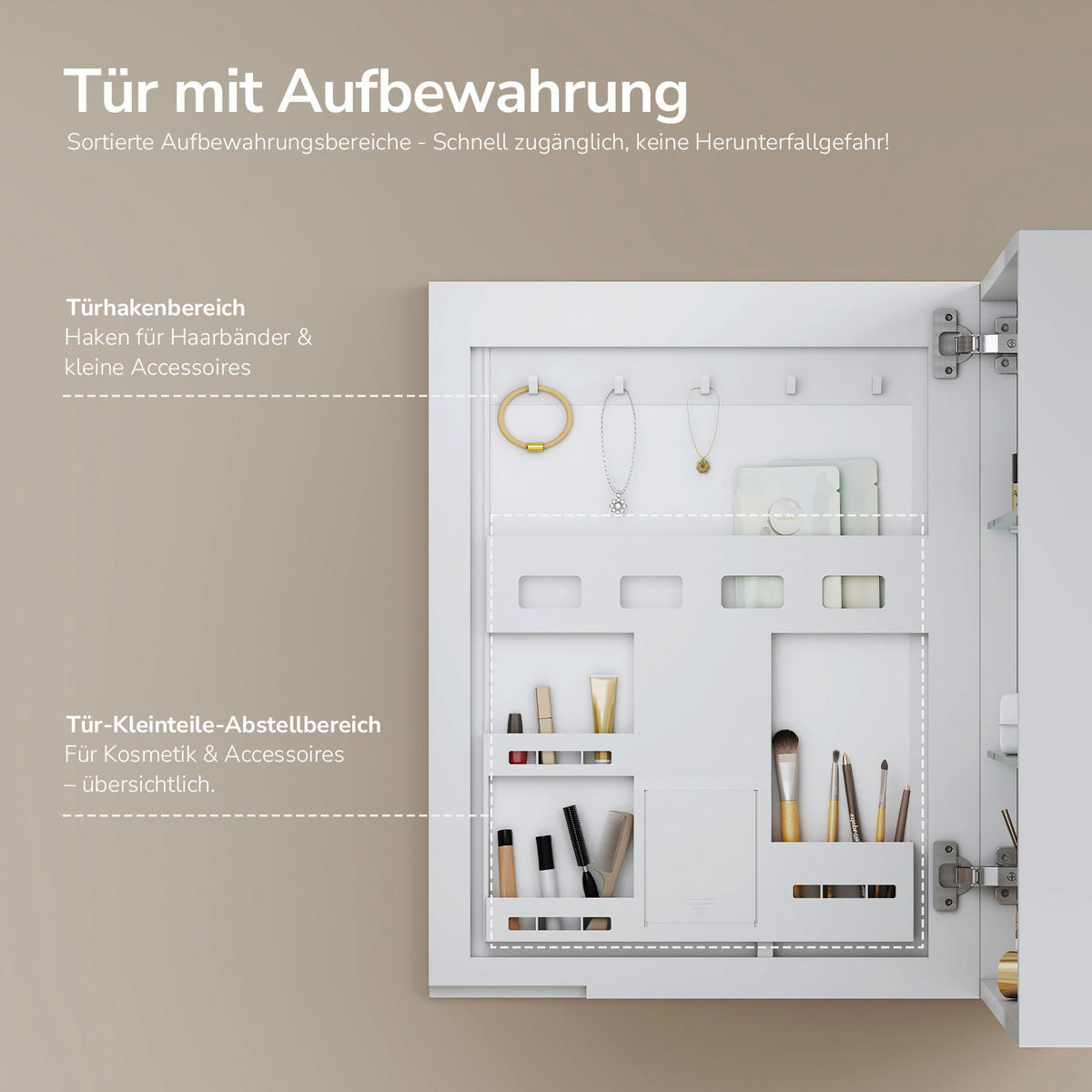 SPIEGELSCHRANK mattweiß 65/50/14,5 cm - Weiß, Glas (50/65/15cm) - EMKE