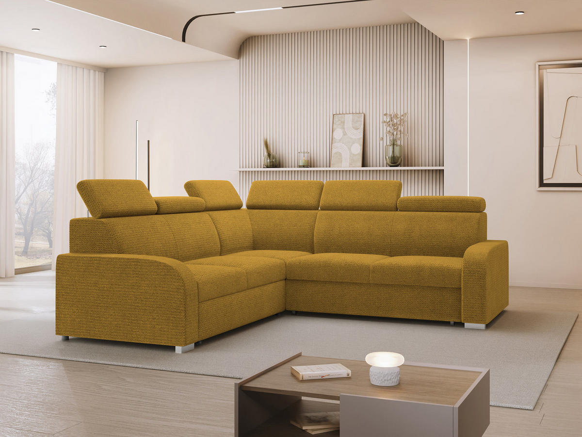 ECKSOFA Oslo 2rR2p - Gelb/Silberfarben, Holz/Kunststoff (250/250cm) - MIRJAN24