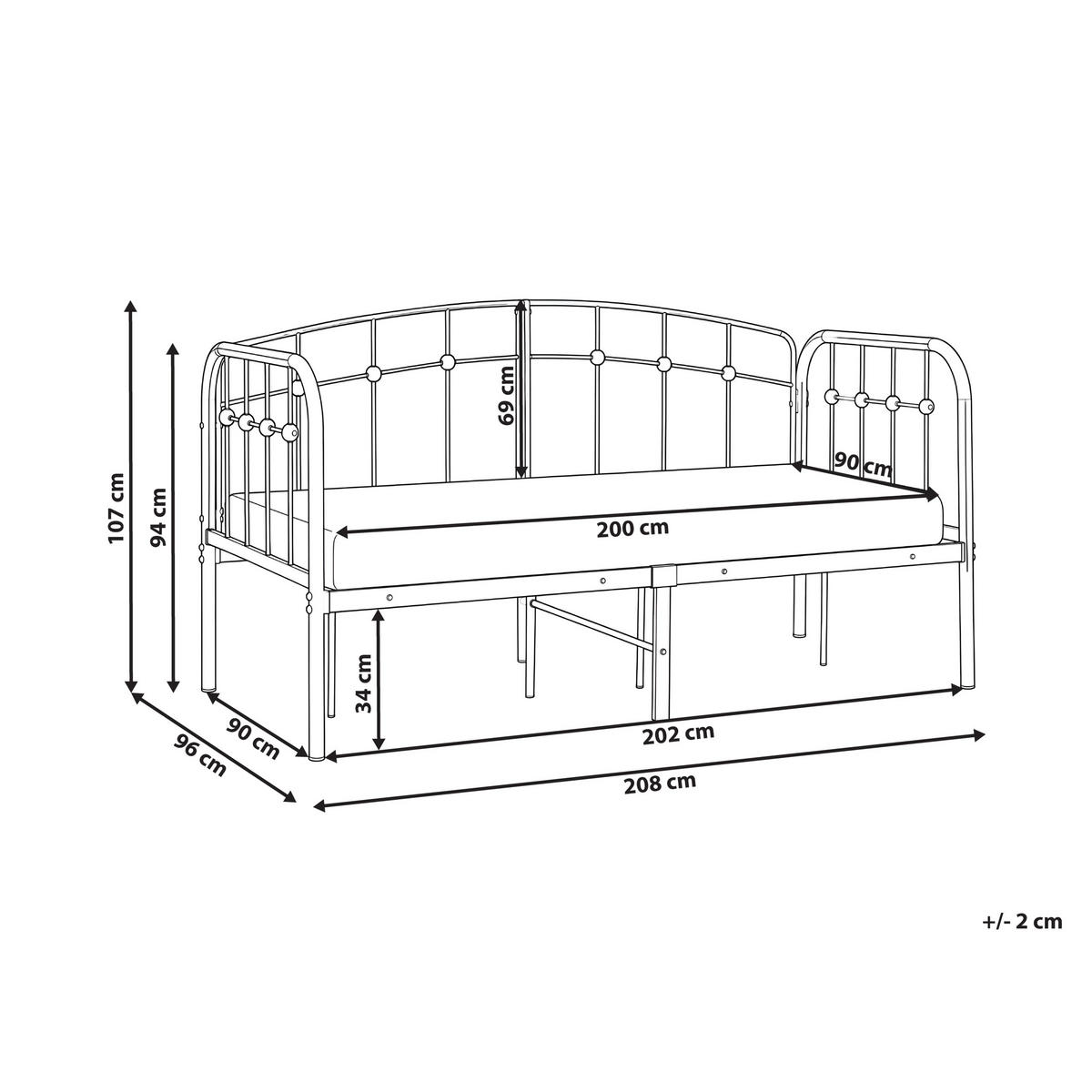 TAGESBETT Metall 90/200 cm Schwarz Arrien - Schwarz, Metall (90/200cm) - Beliani